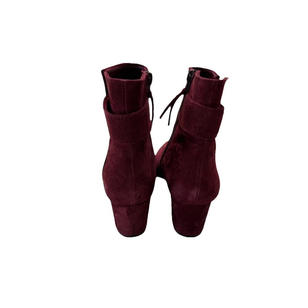 Footnotes Women’s Size 7 Suede Ankle Booties Red Burgundy W/ Tassle Y2K style - Picture 4 of 9